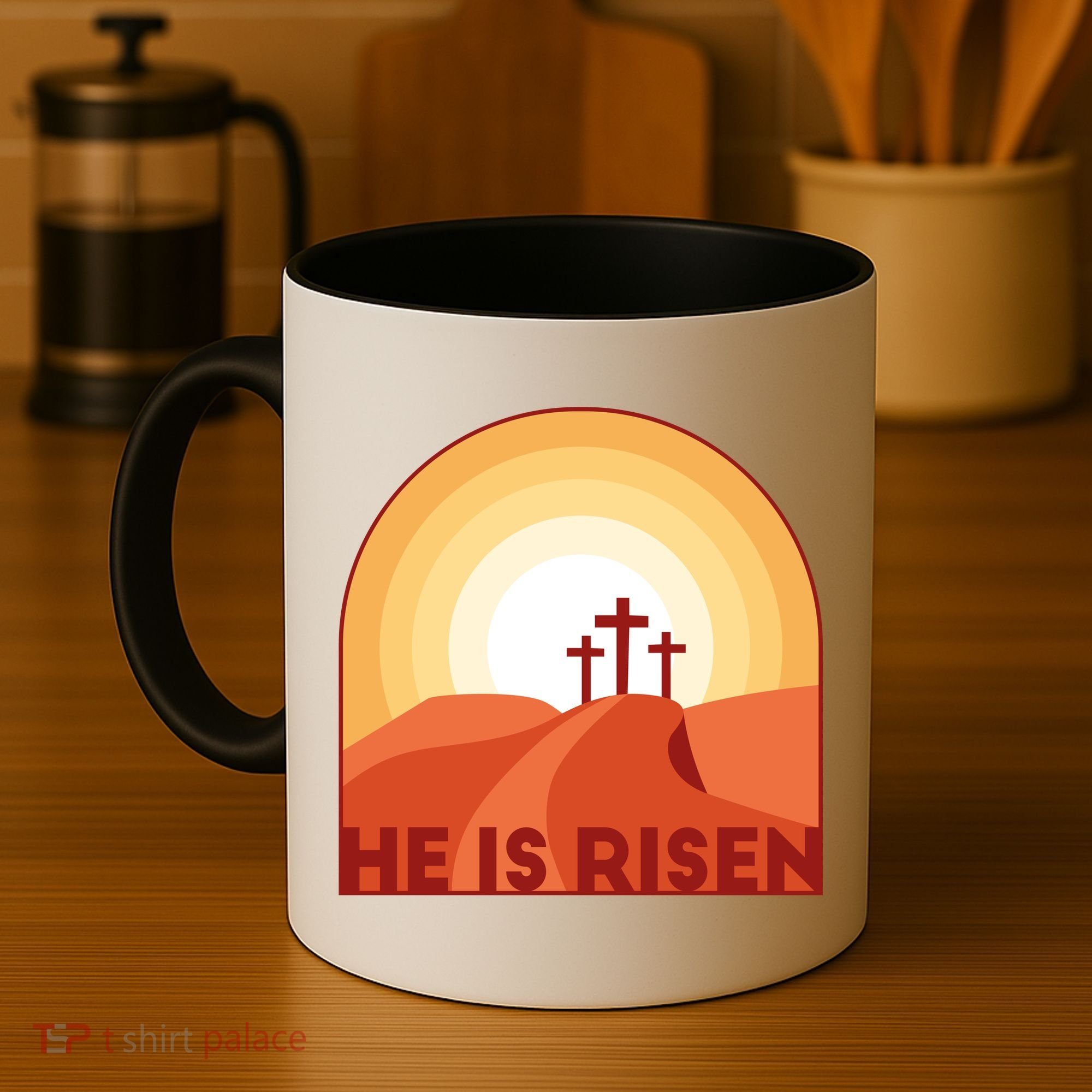 He Is Risen Sunset Jesus Christian Coffee Mug