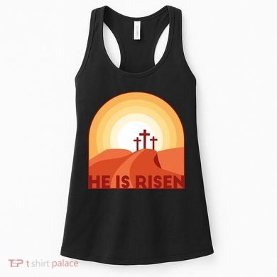 He Is Risen Sunset Jesus Christian Women's Tank Top