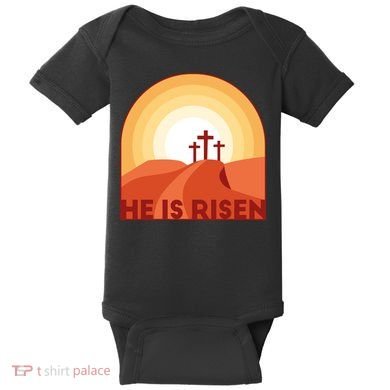 He Is Risen Sunset Jesus Christian Baby Bodysuit