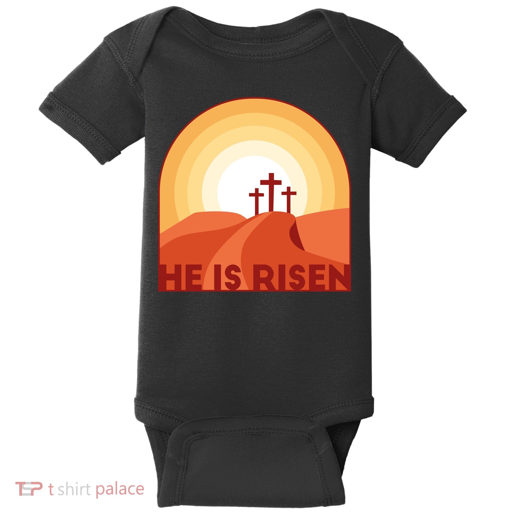 He Is Risen Sunset Jesus Christian Baby Bodysuit