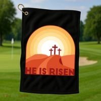 He Is Risen Sunset Jesus Christian Golf Towel thumb 1