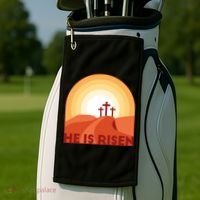 He Is Risen Sunset Jesus Christian Golf Towel thumb 2