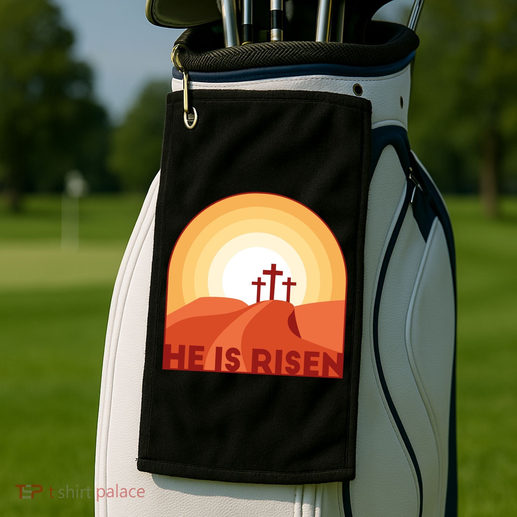He Is Risen Sunset Jesus Christian Golf Towel
