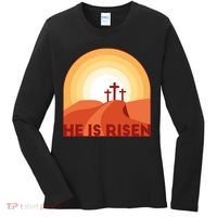 He Is Risen Sunset Jesus Christian Women's Long Sleeve Shirt thumb 0