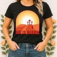 He Is Risen Sunset Jesus Christian Women's T-Shirt thumb 2