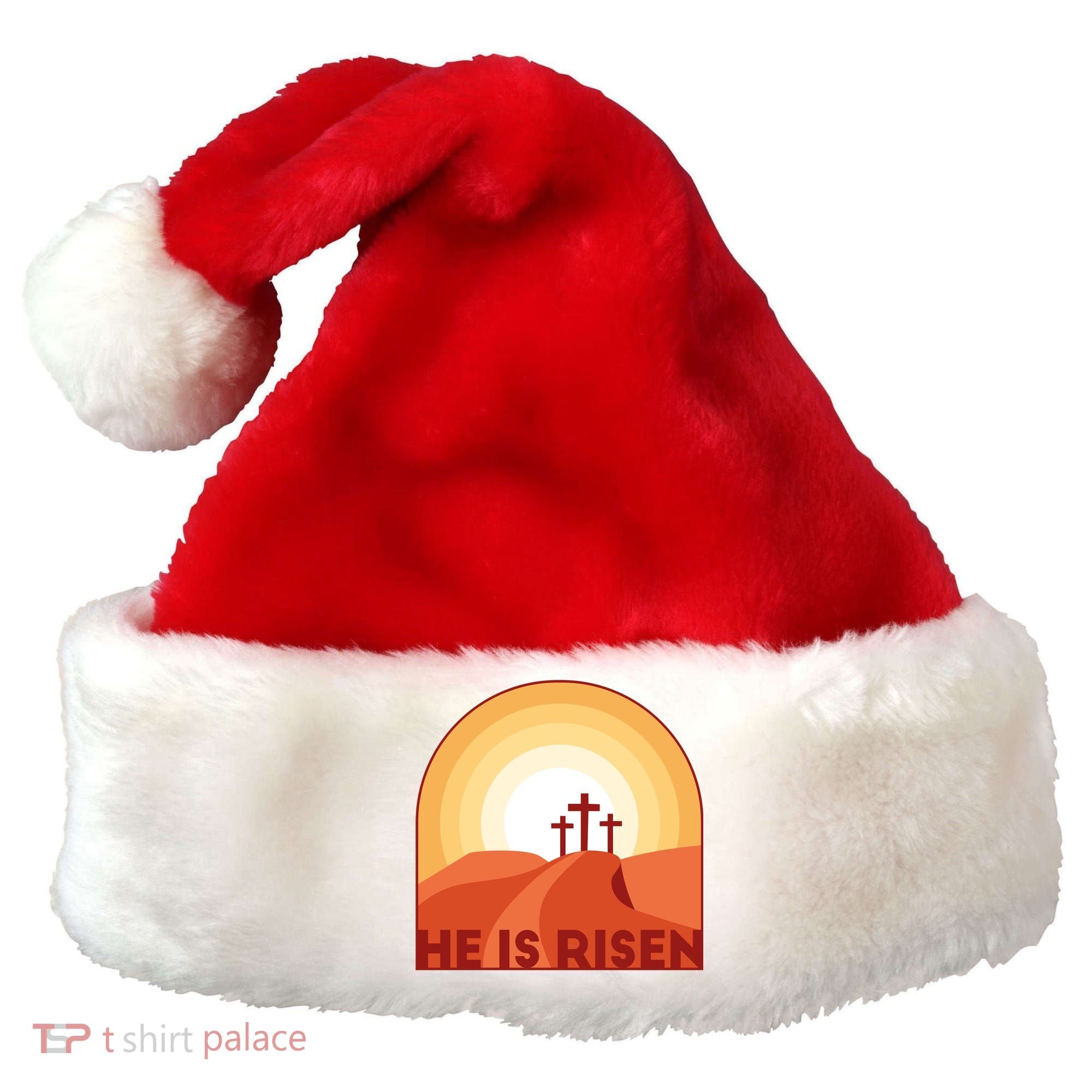 He Is Risen Sunset Jesus Christian Santa Hat