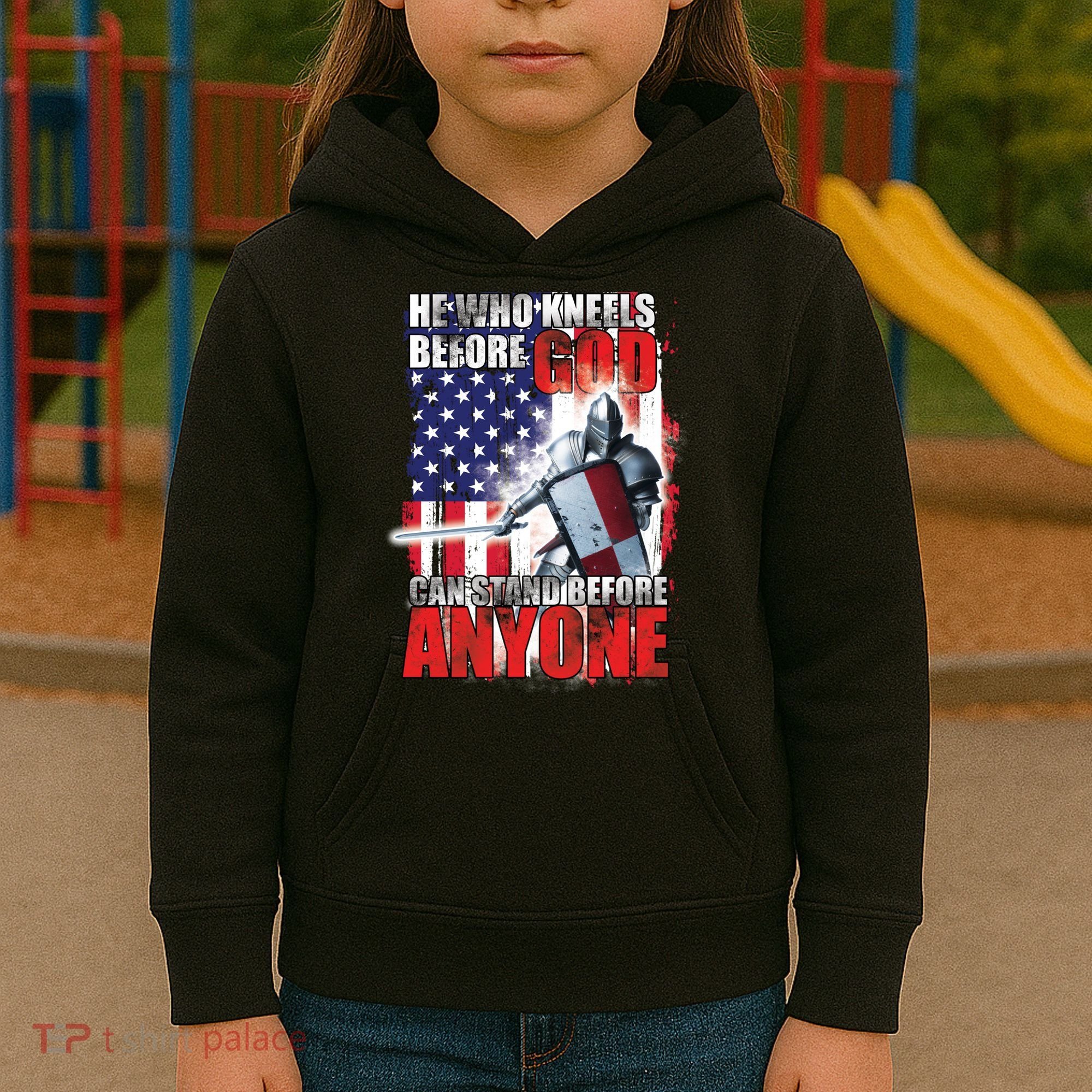 He Who Kneels Before God Can Stan Before Anyone Kids Hoodie