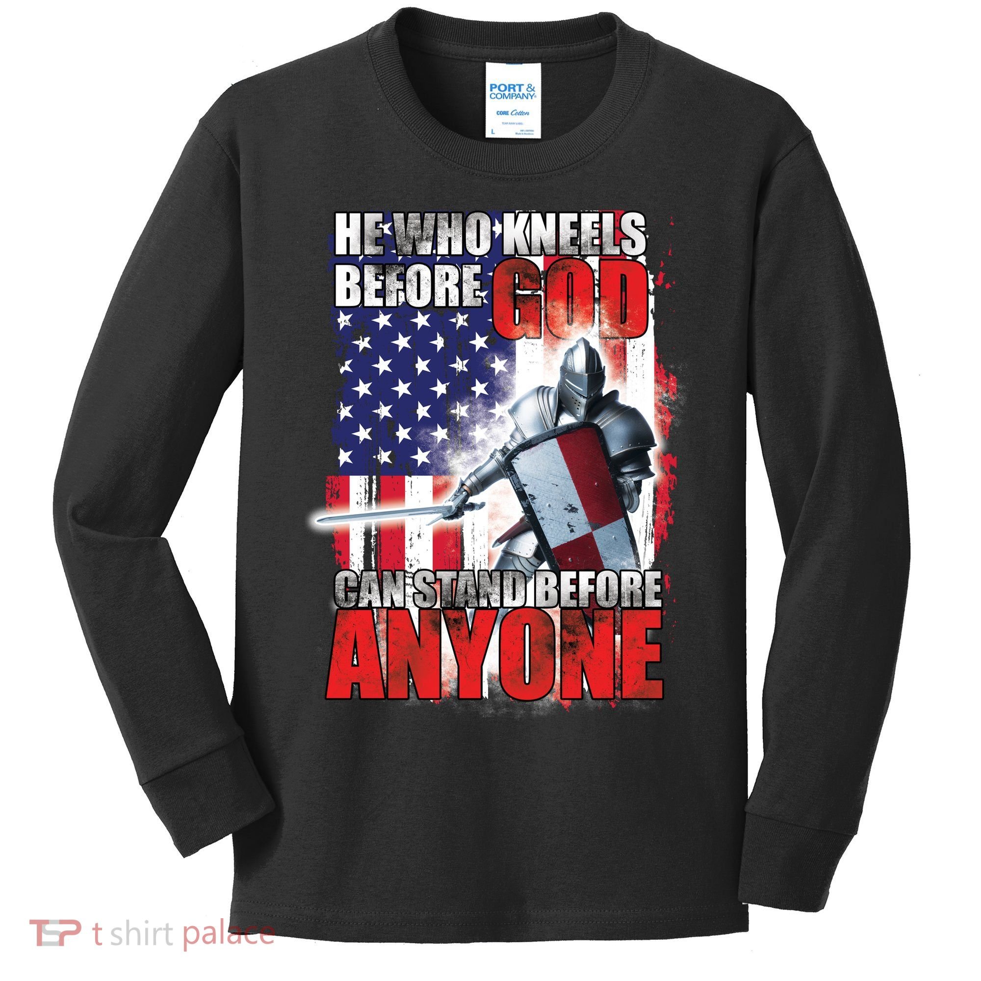 He Who Kneels Before God Can Stan Before Anyone Kids Long Sleeve Shirt