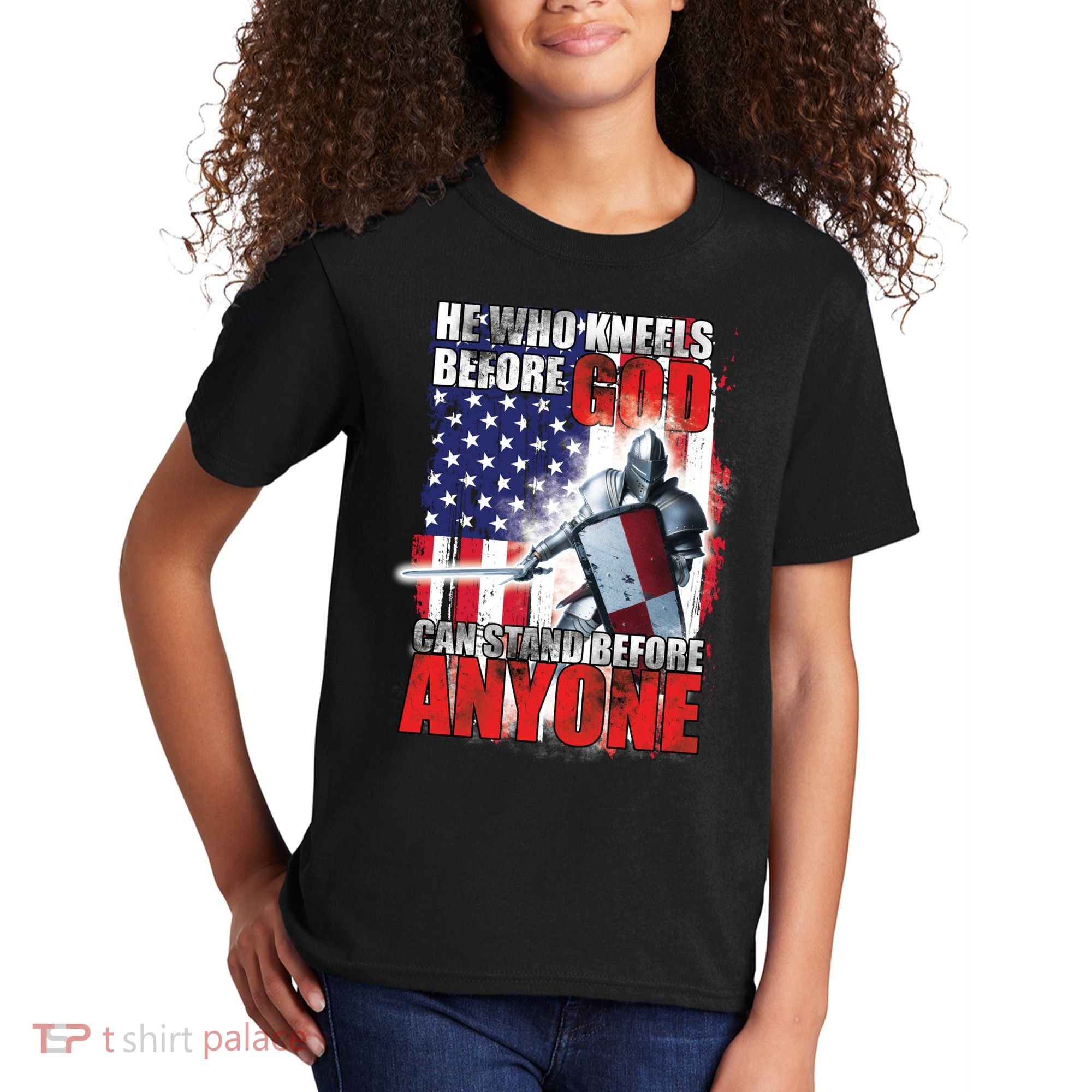 He Who Kneels Before God Can Stan Before Anyone Kids T-Shirt