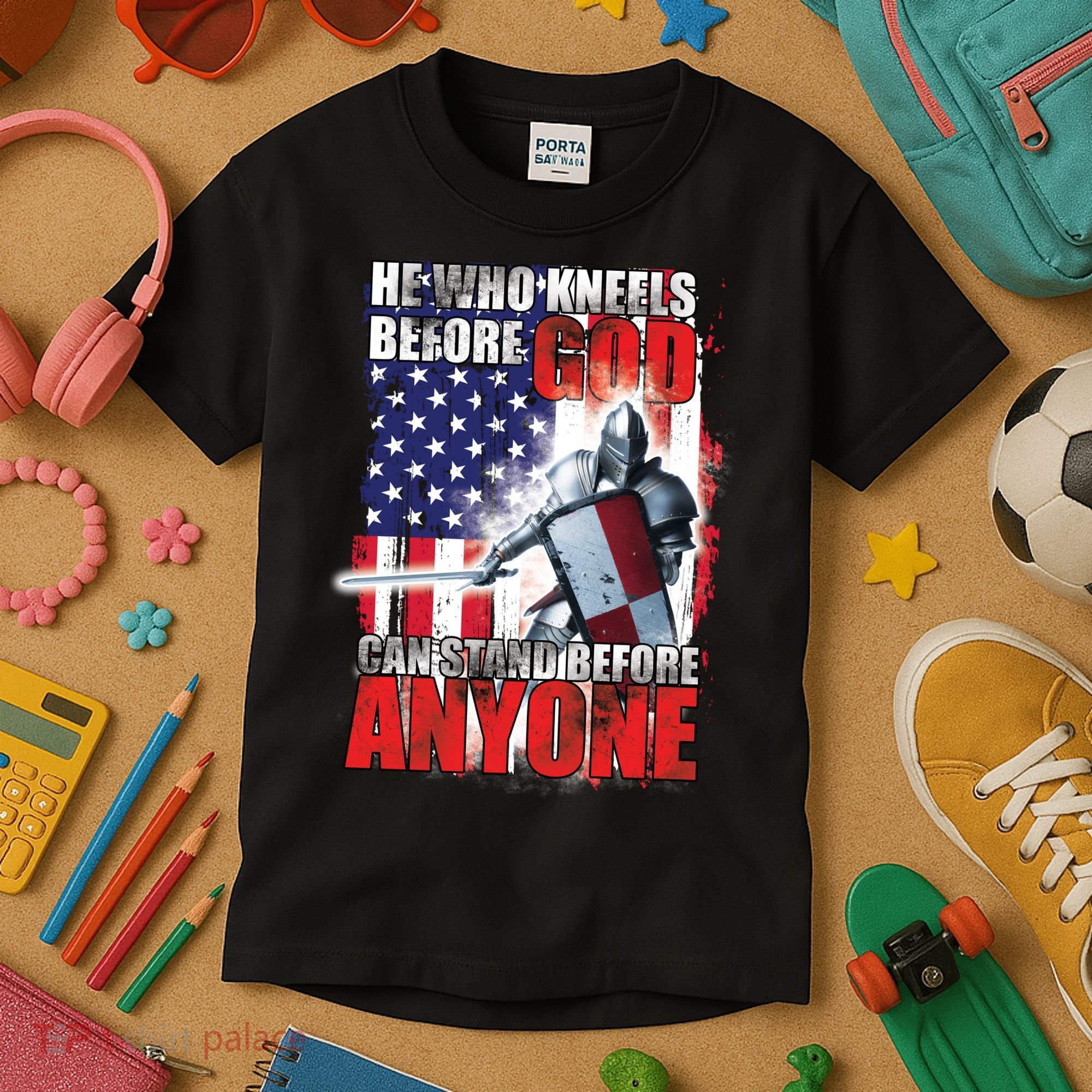 He Who Kneels Before God Can Stan Before Anyone Kids T-Shirt