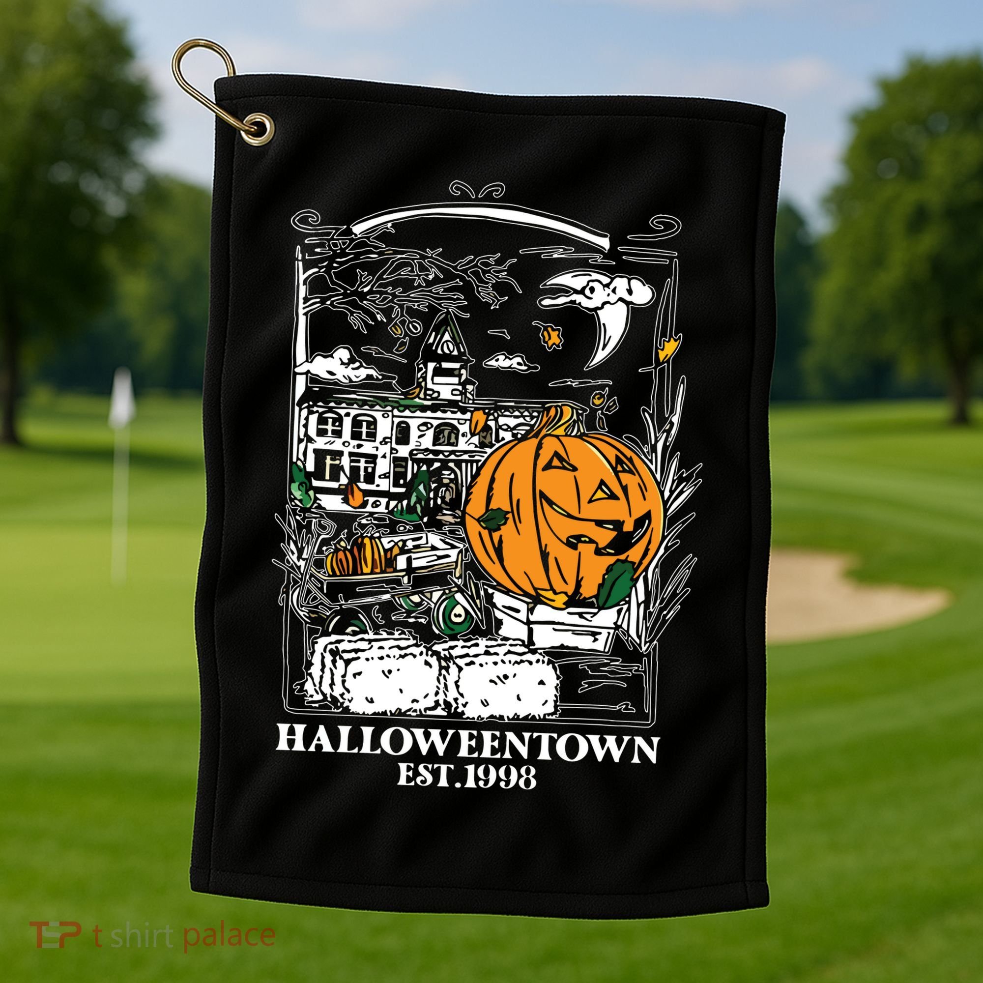 Halloween Est 1998 Funny Halloween Pumpkin Golf Towel