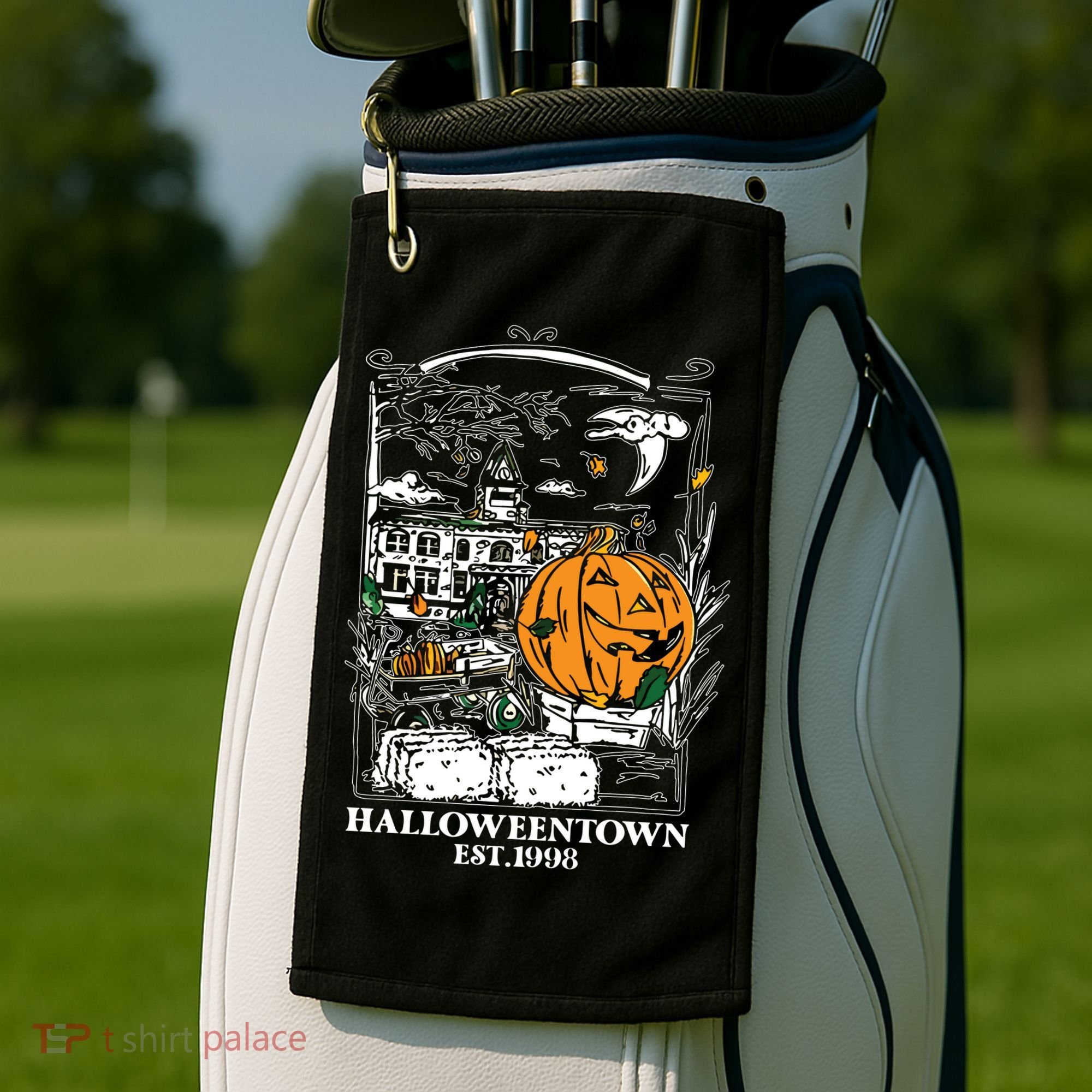 Halloween Est 1998 Funny Halloween Pumpkin Golf Towel