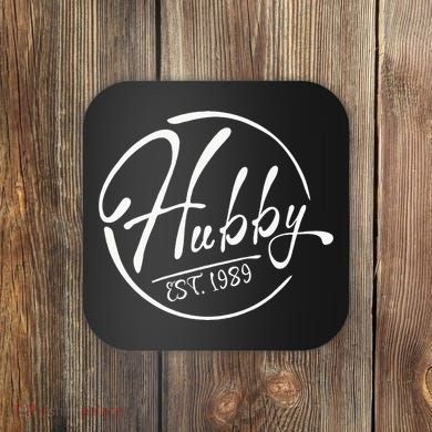 Hubby Established 1989 Wedding Anniversary Celebration Coaster