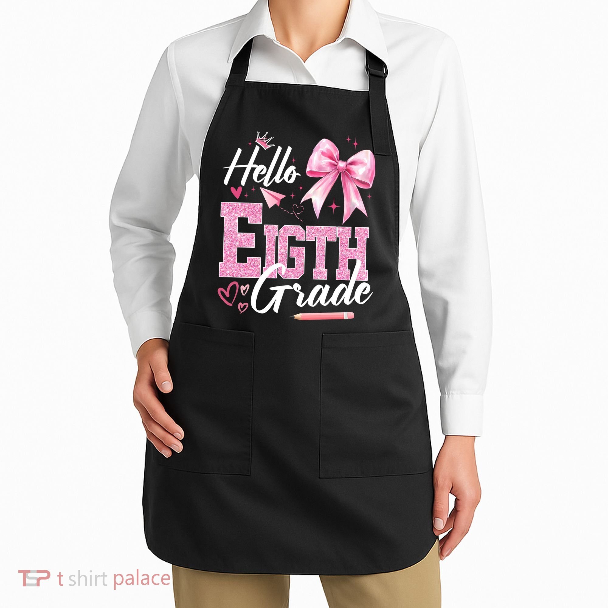 Hello Eight 8th Grade Of School Coquette Teacher Apron