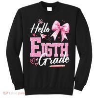 Hello Eight 8th Grade Of School Coquette Teacher Sweatshirt thumb 0