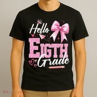 Hello Eight 8th Grade Of School Coquette Teacher T-Shirt thumb 3