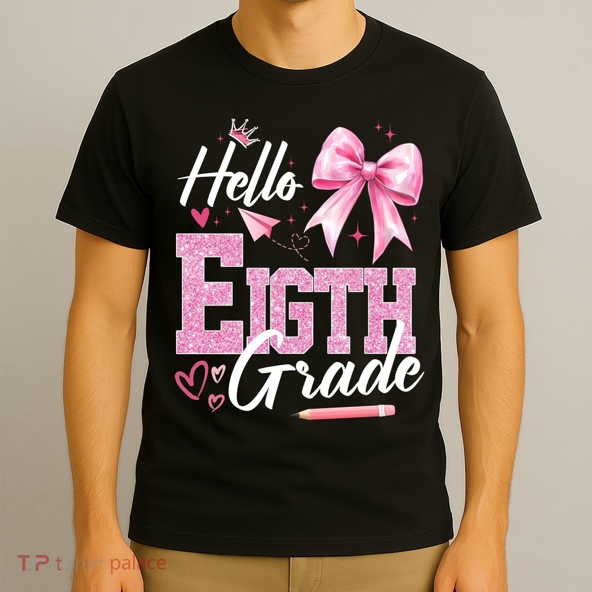 Hello Eight 8th Grade Of School Coquette Teacher T-Shirt
