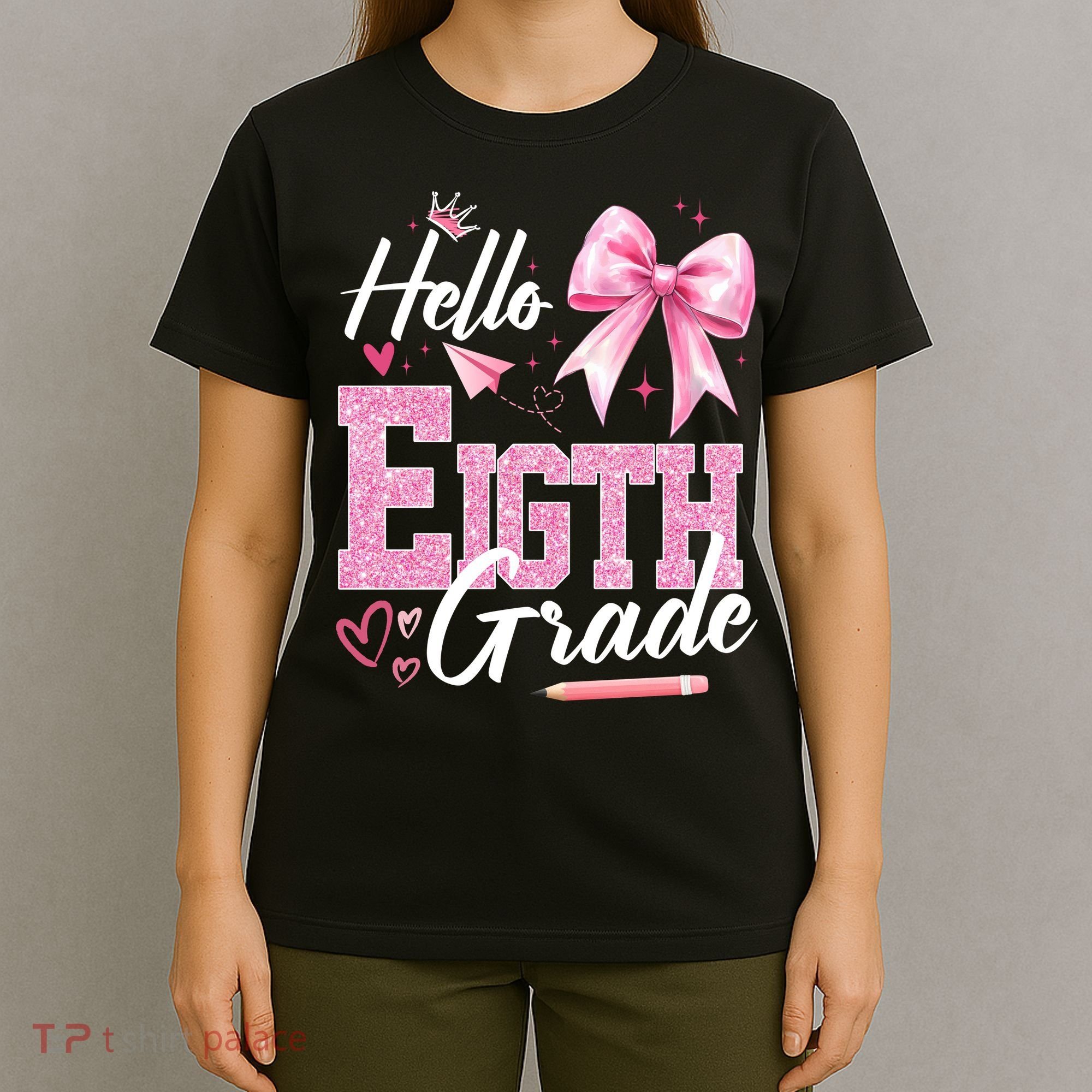 Hello Eight 8th Grade Of School Coquette Teacher T-Shirt