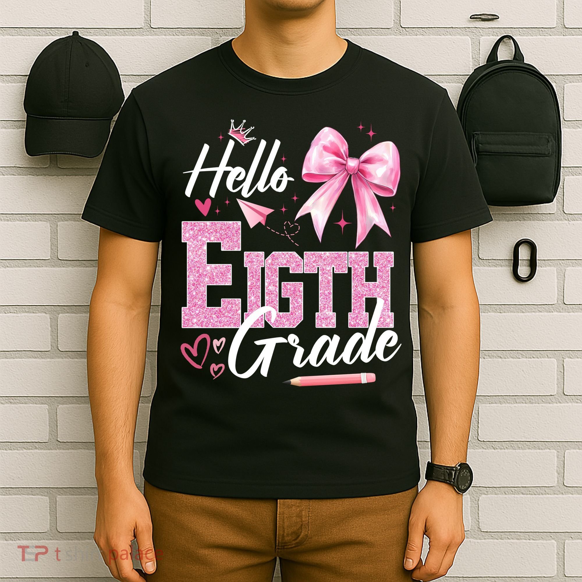 Hello Eight 8th Grade Of School Coquette Teacher T-Shirt