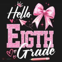 Hello Eight 8th Grade Of School Coquette Teacher Women's Hoodie thumb 2