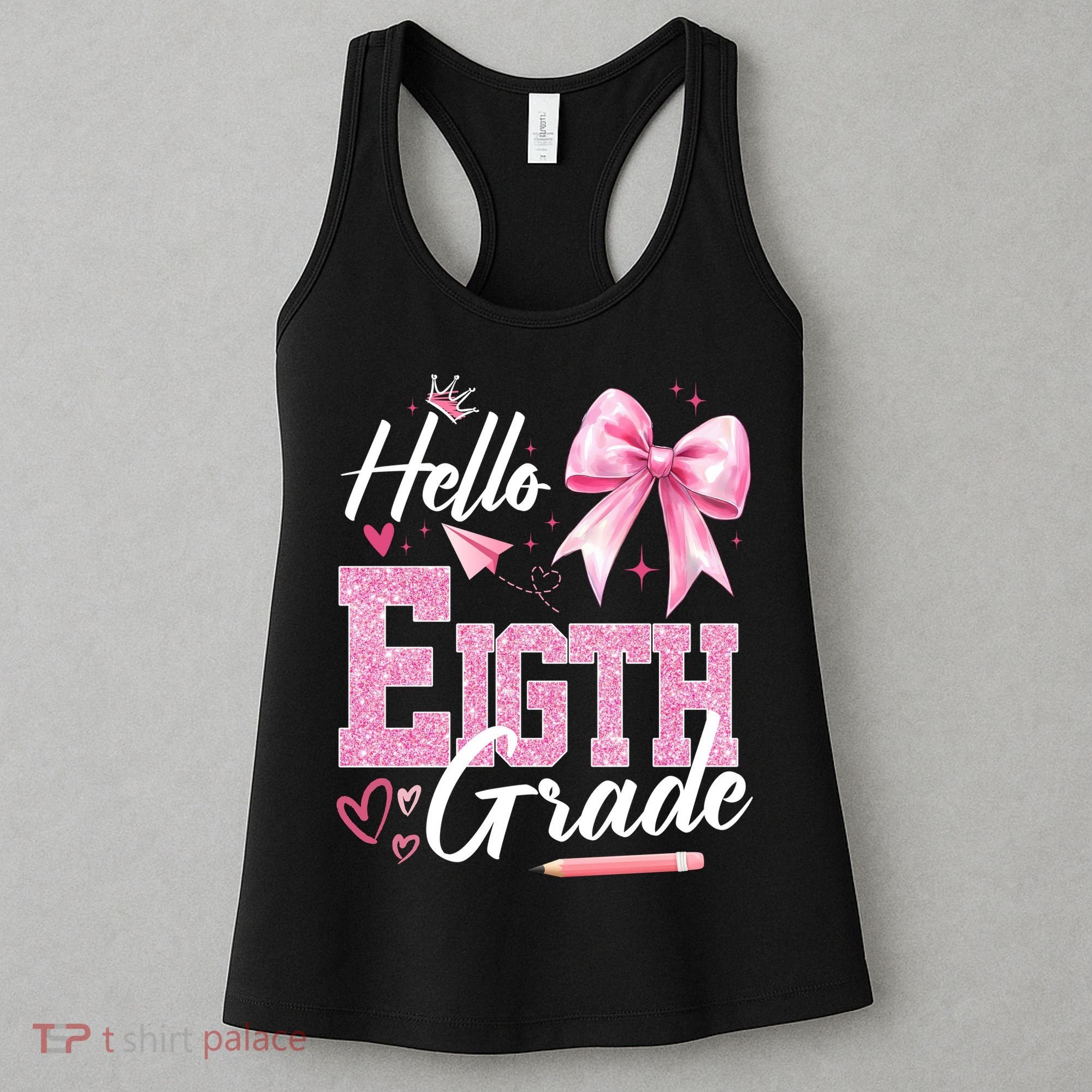Hello Eight 8th Grade Of School Coquette Teacher Women's Tank Top