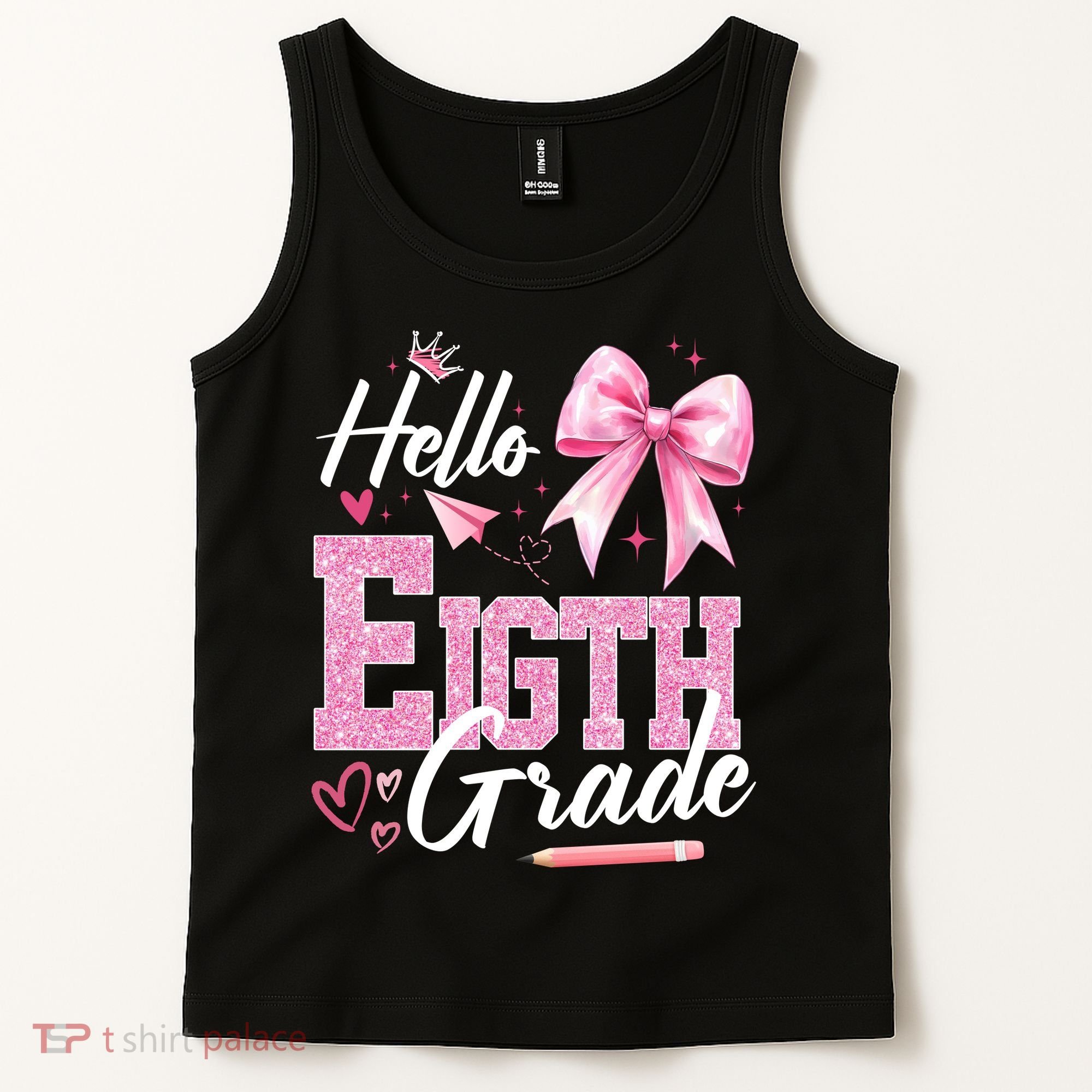 Hello Eight 8th Grade Of School Coquette Teacher Tank Top