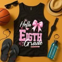 Hello Eight 8th Grade Of School Coquette Teacher Tank Top thumb 4