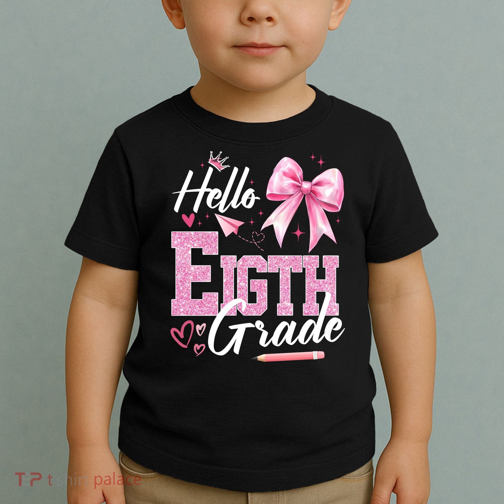 Hello Eight 8th Grade Of School Coquette Teacher Toddler T-Shirt
