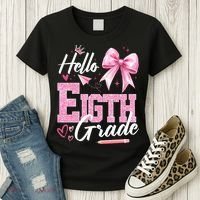Hello Eight 8th Grade Of School Coquette Teacher Women's T-Shirt thumb 3