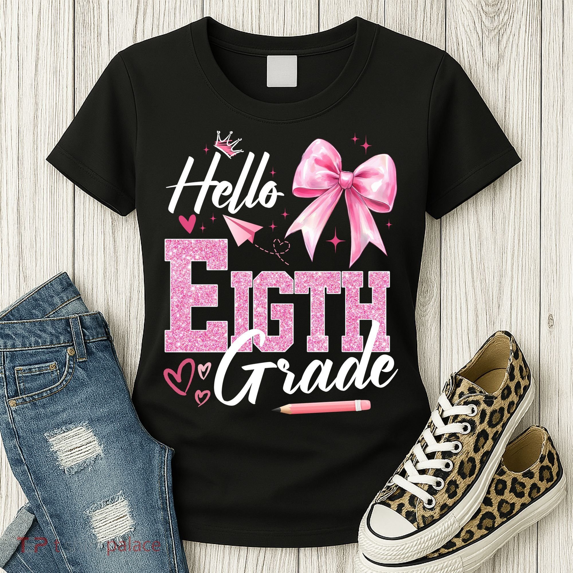 Hello Eight 8th Grade Of School Coquette Teacher Women's T-Shirt