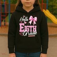 Hello Eight 8th Grade Of School Coquette Teacher Kids Hoodie thumb 3