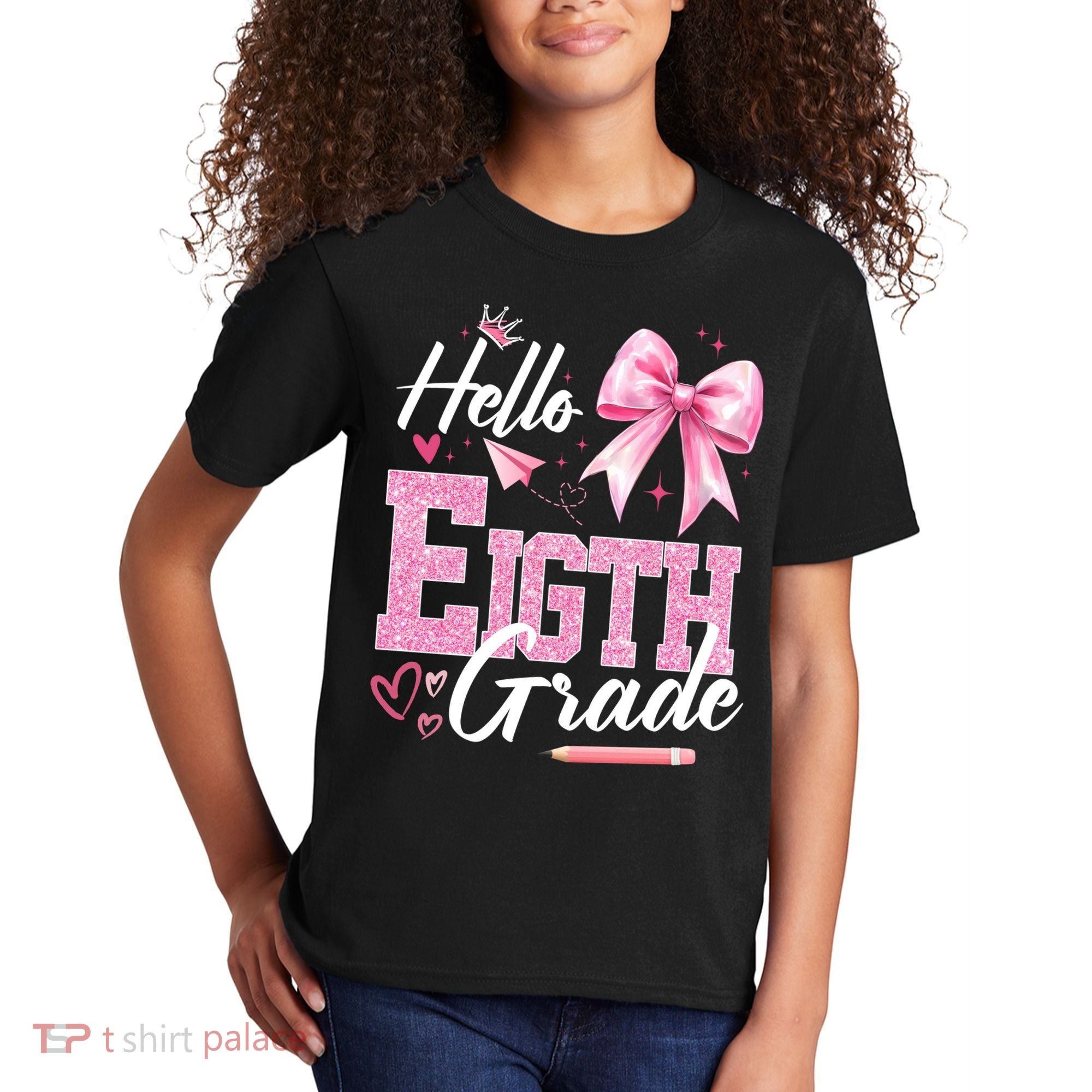 Hello Eight 8th Grade Of School Coquette Teacher Kids T-Shirt