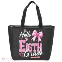 Hello Eight 8th Grade Of School Coquette Teacher Tote Bag thumb 0