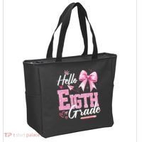 Hello Eight 8th Grade Of School Coquette Teacher Tote Bag thumb 2
