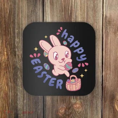 Happy Easter Adorable Bunny Coaster