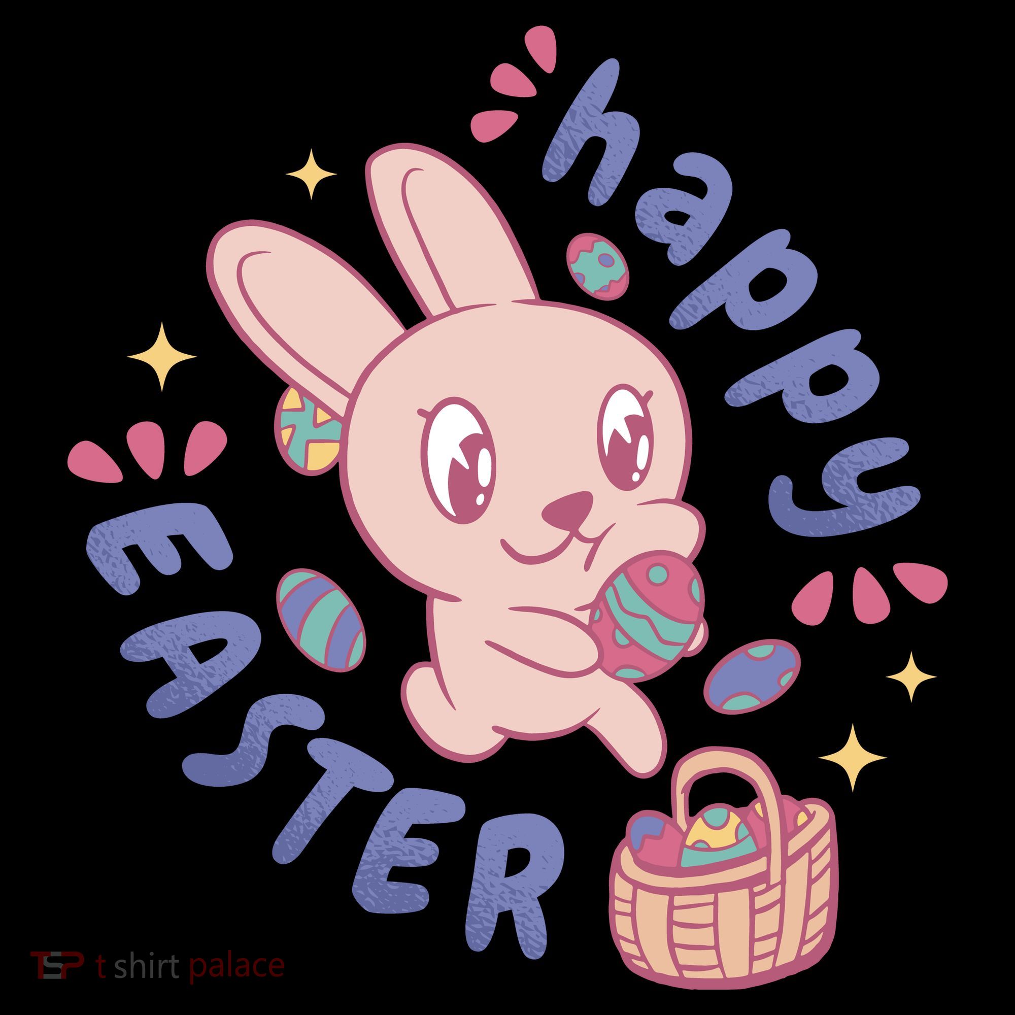 Happy Easter Adorable Bunny Flat Bill Trucker Hat