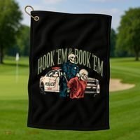Hook Em And Book Em Golf Towel thumb 1