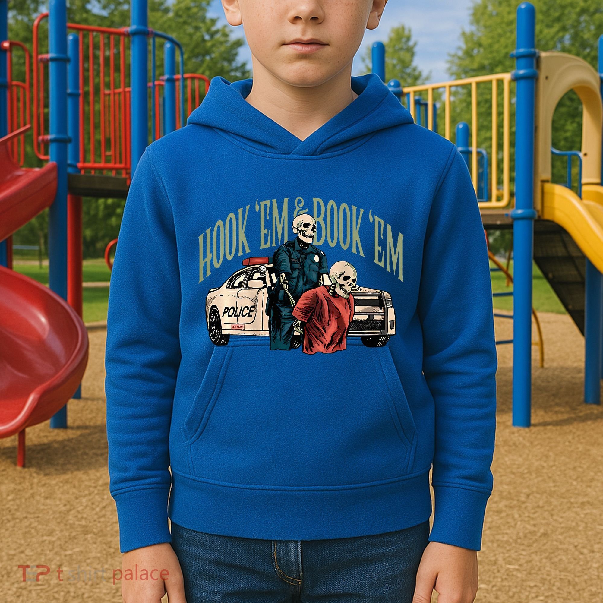 Hook Em And Book Em Kids Hoodie