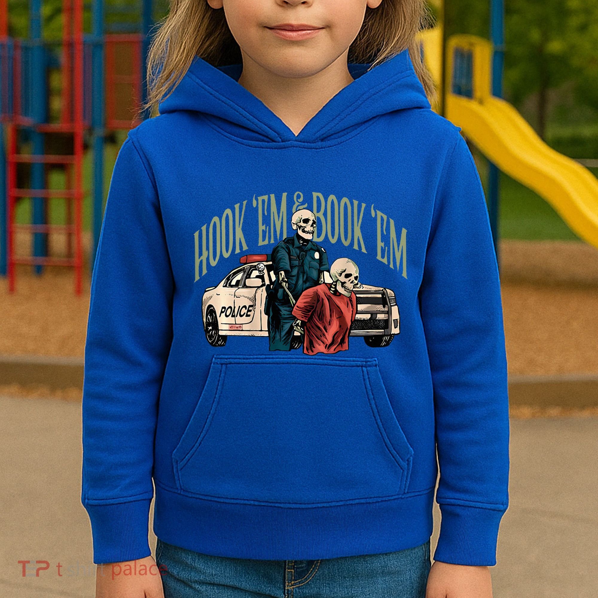 Hook Em And Book Em Kids Hoodie