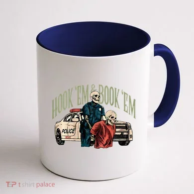 Hook Em And Book Em Coffee Mug back