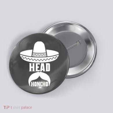 Head Honcho Sombrero Moustache Funny Cinco De Mayo Button