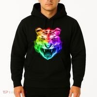 Head of Tiger Blazing in Spectrum Fire Hoodie thumb 2