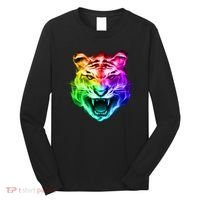 Head of Tiger Blazing in Spectrum Fire Long Sleeve Shirt thumb 0