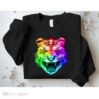 Head of Tiger Blazing in Spectrum Fire Sweatshirt thumb 2