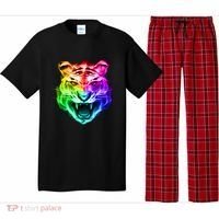 Head of Tiger Blazing in Spectrum Fire Pajama Set thumb 0