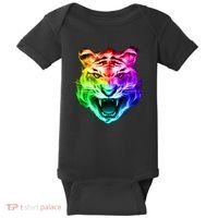 Head of Tiger Blazing in Spectrum Fire Baby Bodysuit thumb 0
