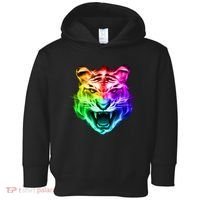 Head of Tiger Blazing in Spectrum Fire Toddler Hoodie thumb 0