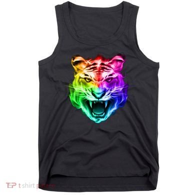 Head of Tiger Blazing in Spectrum Fire Tank Top