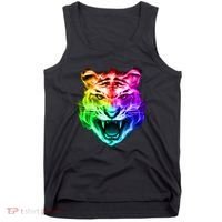Head of Tiger Blazing in Spectrum Fire Tank Top thumb 0