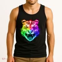 Head of Tiger Blazing in Spectrum Fire Tank Top thumb 3
